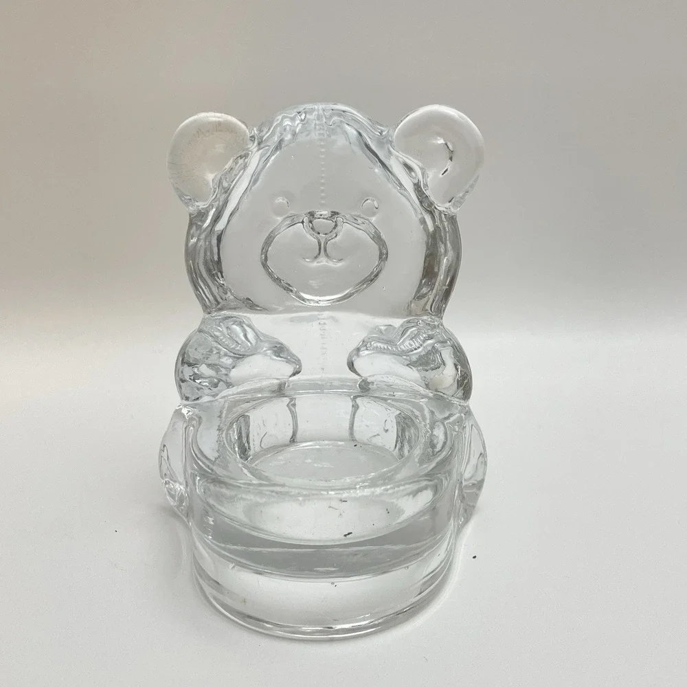 Partylite Vintage Teddy Bear Votive Tea Light Figurine Glass Candle Holder - Picture 3 of 9